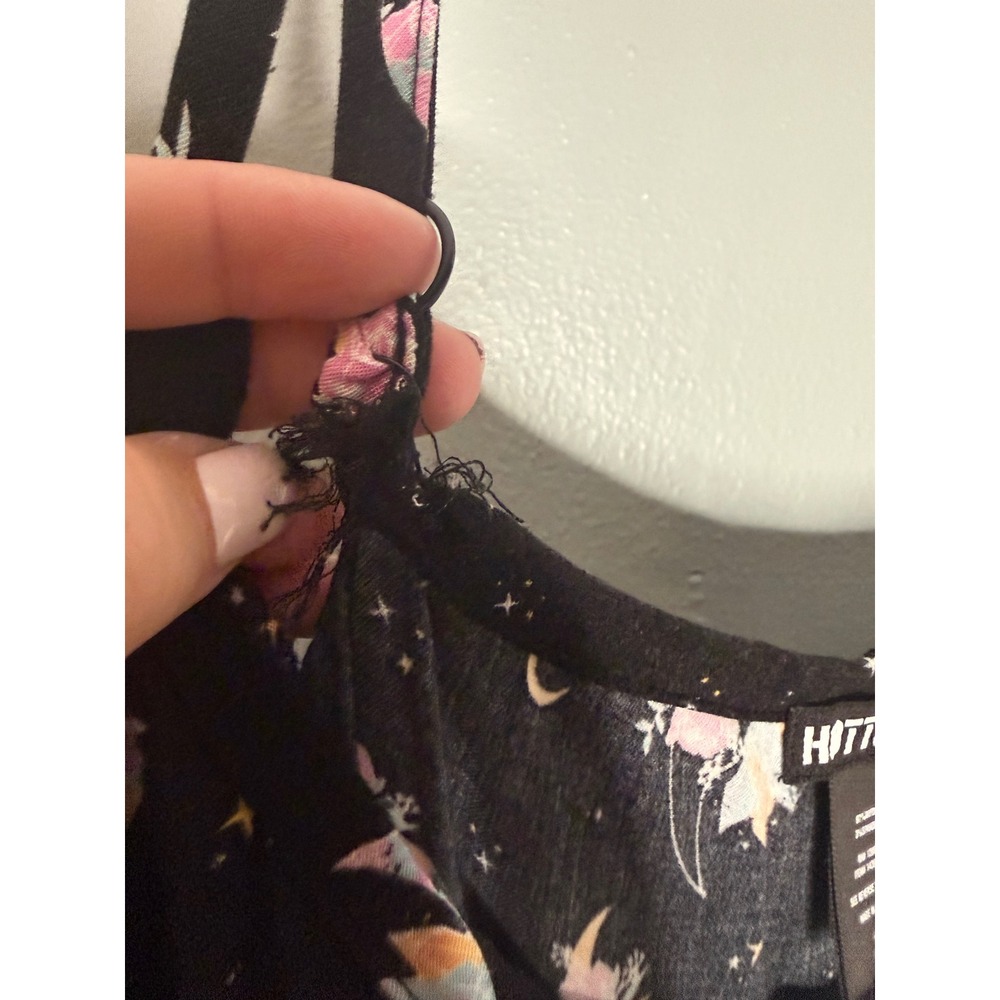 Hot Topic Celestial Moon Star Floral Tiered Sun Dress Black Plus Size 3 - Picture 3 of 6